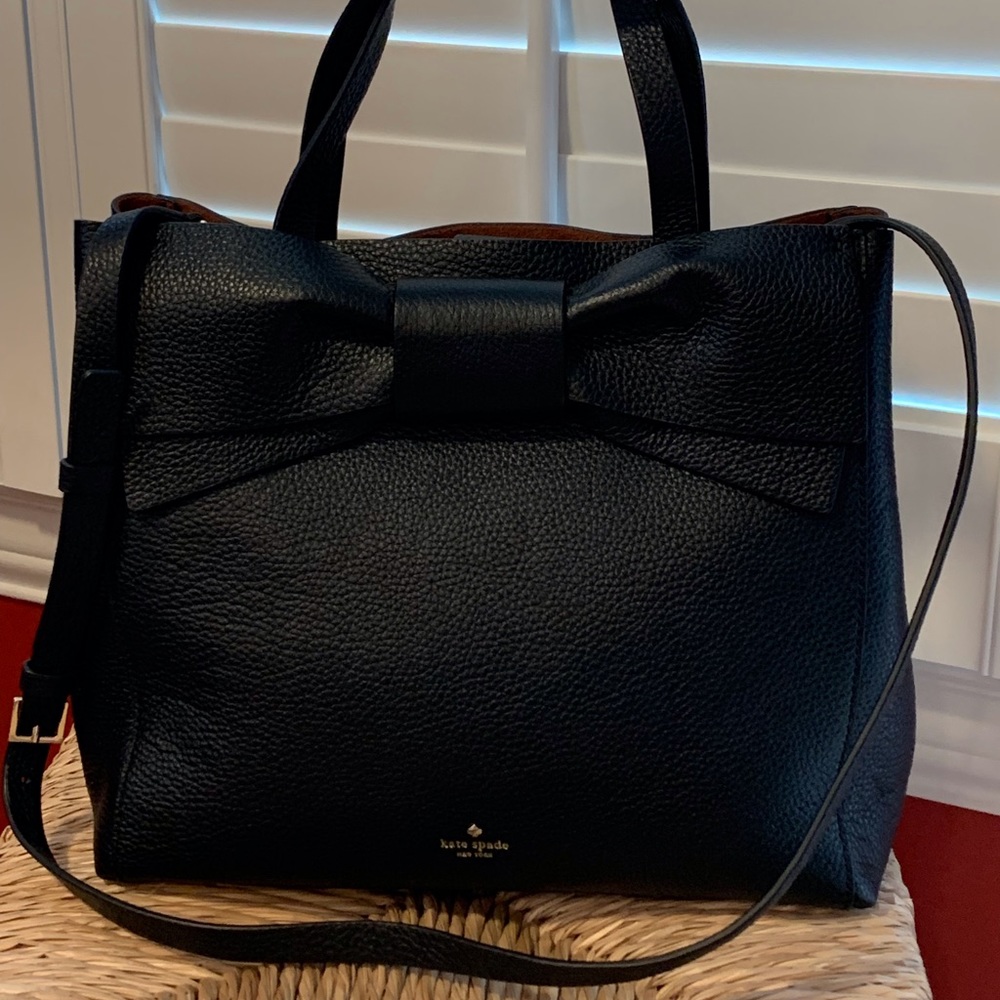 Kate Spade Black Pebbled Leather Bow Satchel